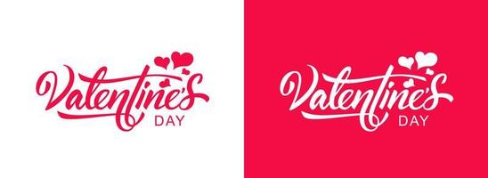 Valentines Day hand drawn lettering isolated on white and red. Handwritten holiday calligraphy. Valentine's Day hand drawn text. vector