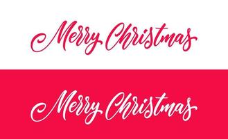 Christmas hand drawn lettering. Xmas text isolated on white and red for postcard, poster, banner design element. Merry Christmas script calligraphy. Xmas holiday lettering design. vector