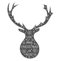 Deer silhouette vector with seasonal greetings. Vector deer cartoon flat style.
