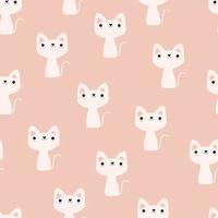 Seamless pattern with cute white cat vector