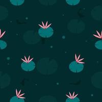 Fish pond with lotus flower seamless pattern vector