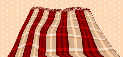 Red and burgundy, beige christmas traditional plaid with lines and rectangles for New year background for bed, sofa or floor in the room or outside vector