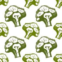 broccoli seamless pattern hand drawn. broccoli is a flat style color illustration for printing onto fabric or wallpaper. vector