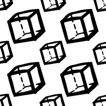 doodle cube - vector seamless pattern. hand drawn geometric shape