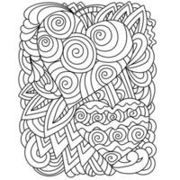 Ornate coloring page with hearts and spiral curls, Anti stress coloring for Valentine's day vector