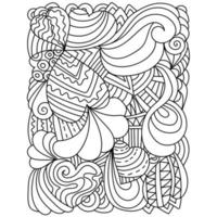 Illustration with hearts and ornate patterns, anti stress coloring page for Valentine's day vector