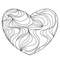 Outline heart with ornate patterns coloring Valentine's day page vector