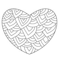 Esquema de corazón con arcos y esquinas ornamentados para colorear la página del día de San Valentín vector