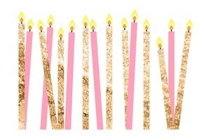 Color Glossy Happy Birthday Candles Vector Illustration