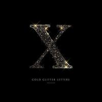 Glittering golden letters on a black background,shiny letters. vector