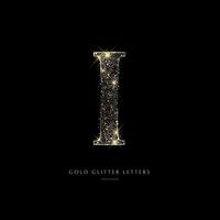 Glittering golden letters on a black background,shiny letters. vector