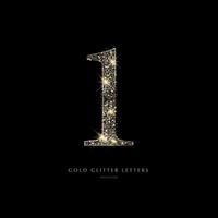 Glittering golden letters on a black background,shiny letters. vector