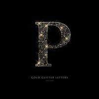 Glittering golden letters on a black background,shiny letters. vector