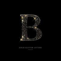 Glittering golden letters on a black background,shiny letters. vector