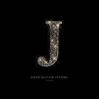 Glittering golden letters on a black background,shiny letters. vector