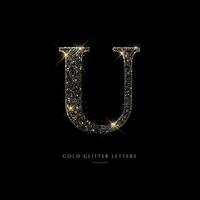 Glittering golden letters on a black background,shiny letters. vector