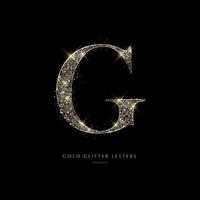 Glittering golden letters on a black background,shiny letters. vector