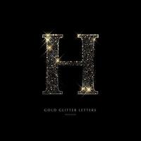 Glittering golden letters on a black background,shiny letters. vector