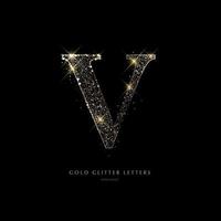 Glittering golden letters on a black background,shiny letters. vector