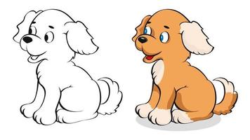 lindo perro, cachorro dibujado a mano, personaje de dibujos animados vector