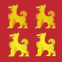 conjunto de perro del zodíaco chino, diseño de corte de papel vector