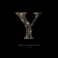 Glittering golden letters on a black background,shiny letters. vector