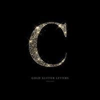 Glittering golden letters on a black background,shiny letters. vector