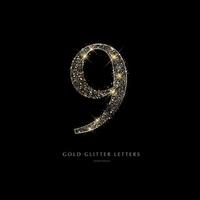 Glittering golden letters on a black background,shiny letters. vector