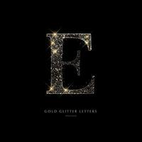 Glittering golden letters on a black background,shiny letters. vector