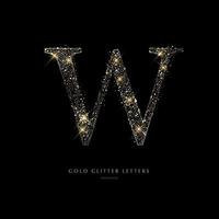 Glittering golden letters on a black background,shiny letters. vector