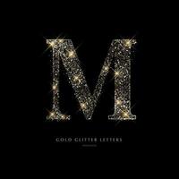 Glittering golden letters on a black background,shiny letters. vector