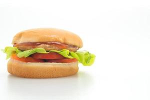chicken burger with sauce on white background photo