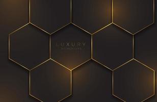 Modern abstract geometric black background with gold metal element vector