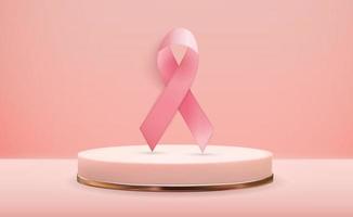Ilustración de vector de fondo de cinta rosa del mes de concientización sobre el cáncer de mama
