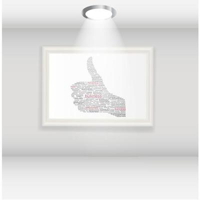 Hand signal on white frames in art gallery vector illustration.