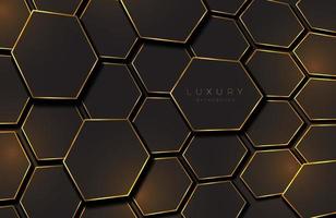 Modern abstract geometric black background with gold metal element vector