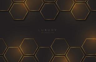 Modern abstract geometric black background with gold metal element vector