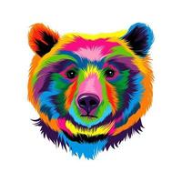 Siberian brown bear from multicolored paints. Splash of watercolor, colored drawing, realistic. Vector illustration of paints