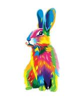 Hare, rabbit from multicolored paints. Splash of watercolor, colored drawing, realistic. Vector illustration of paints