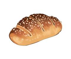 Loaf of bread, whole bread from multicolored paints. Splash of watercolor, colored drawing, realistic. Vector illustration of paints