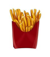 French fries in a box from multicolored paints. Splash of watercolor, colored drawing, realistic. Vector illustration of paints