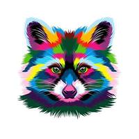 Portrait of a raccoon head from multicolored paints. Splash of watercolor, colored drawing, realistic. Vector illustration of paints