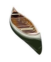 Canoe from multicolored paints. Splash of watercolor, colored drawing, realistic. Vector illustration of paints