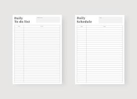 Daily planner template. Set of planner and to do list. Modern planner template set. Vector illustration.