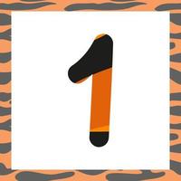 Number one with striped tiger pattern vector