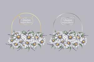 beautiful isolated bouquet daisy, lily illustration easy to edit shape and color. vector