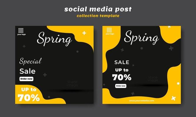 Social media post sales template. simple black yellow and clean combination model to beautify social media posts