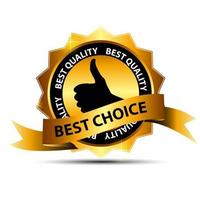 Vector best choice label with gold ribbon.