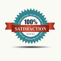 100 satisfaction guaranteed retro label with red ribbon vector