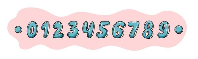 conjunto de números aislados en el fondo. vector burbuja numeral, en estilo dibujado a mano. colección de garabatos